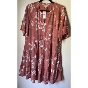 Loft Outlet Women's Dress Size S Pink/Coral Spring Blouson Dress Floral New